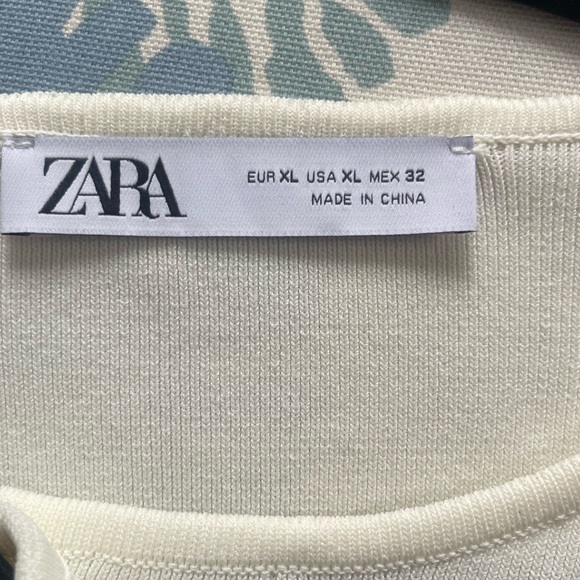 Zara Sleeveless Cream Knit Dress with Contrast Bows Size XL - Picture 4 of 6